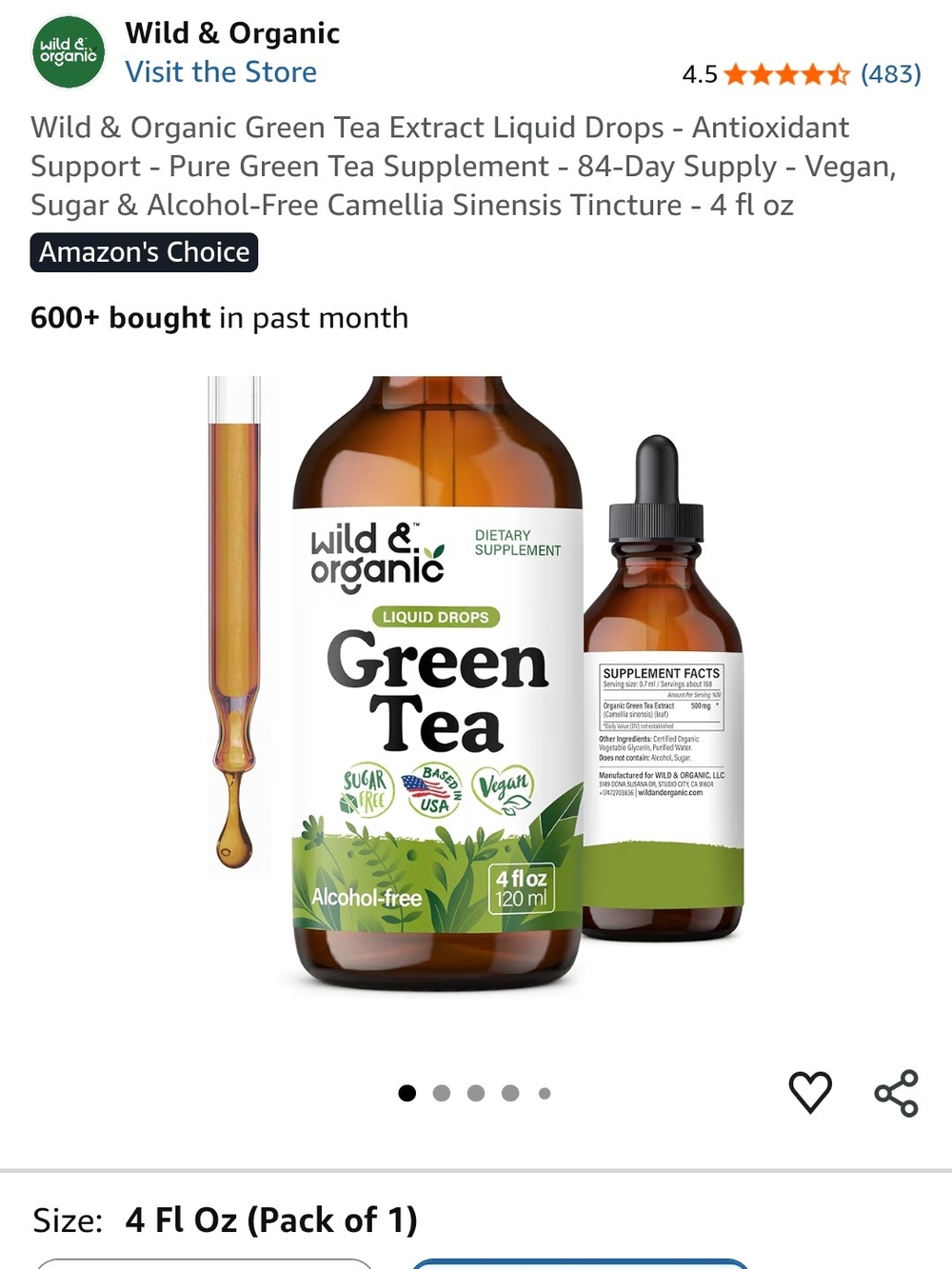 Wild & Organic Green Tea Liquid Drops - Green